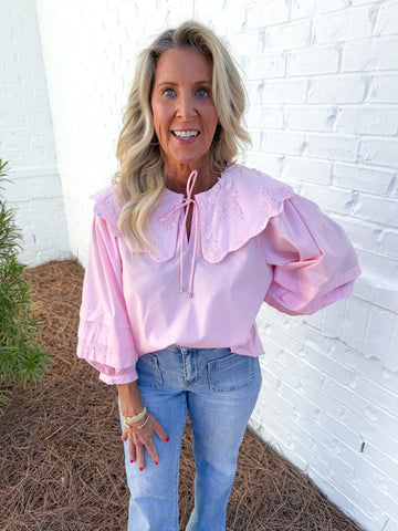 Pink Collared Top