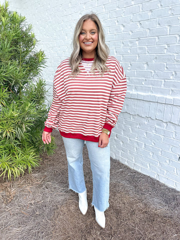 Red Oversized Striped Top