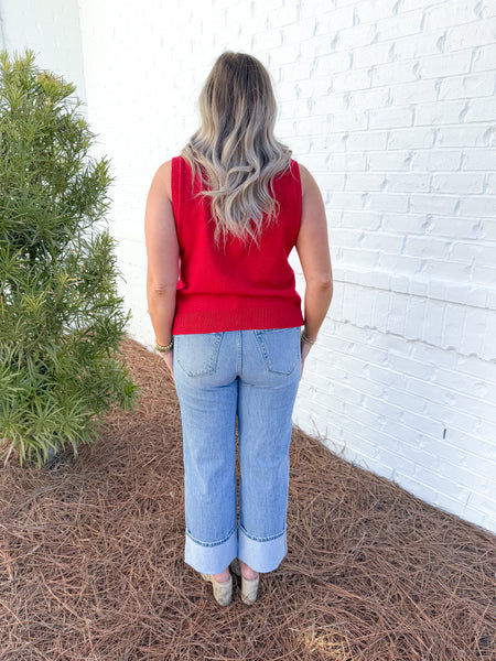 Red Sleeveless Sweater