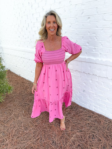 Pink Smocked Maxi