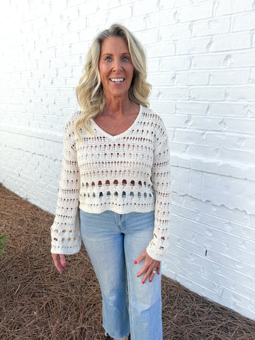 Cream Open Knit Sweater