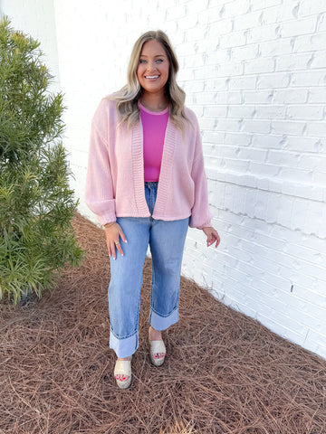 Pink Open Cardigan