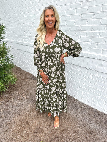 Olive Floral Maxi