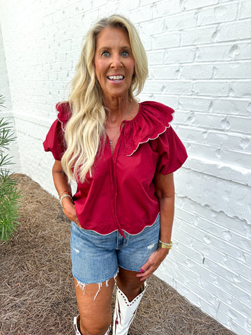 Garnet Scallop Top