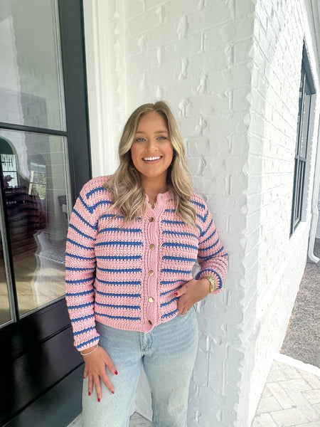 Pink/Blue Striped Sweater