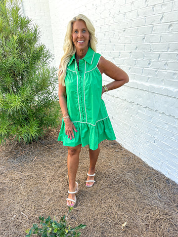 Green Collared Shirt Dress