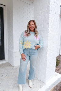 Blue Floral Sweater