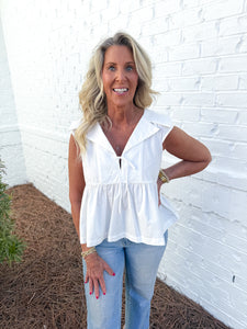 White Collared Top