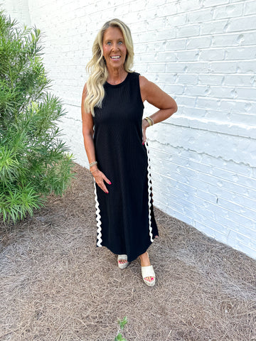 Black Ribbed Midi