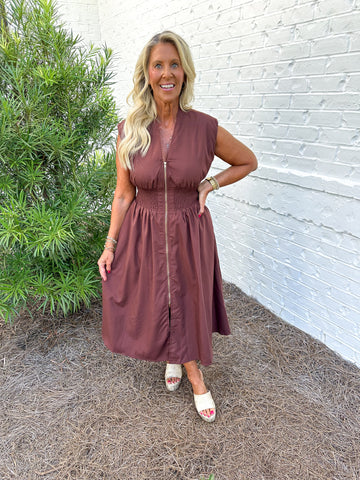 Brown Smocked Dress