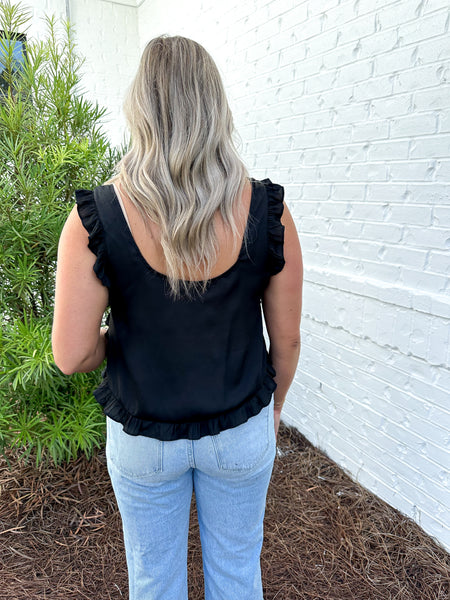 Black Ruffle Tank Top