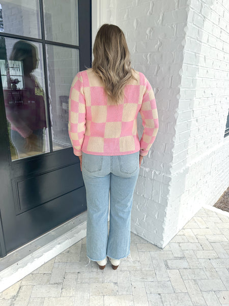 Pink Checkered Sweater