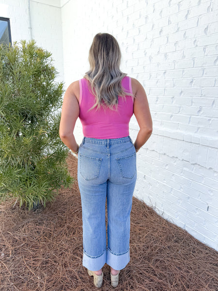 Pink Ribbed Bodysuit