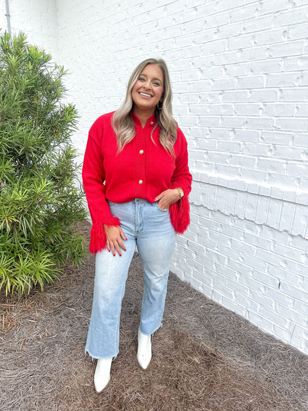 Red Fur Cardigan