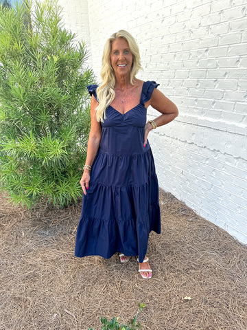 Navy Poplin Maxi