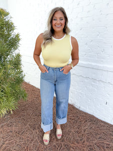 Yellow Ribbed Bodysuit