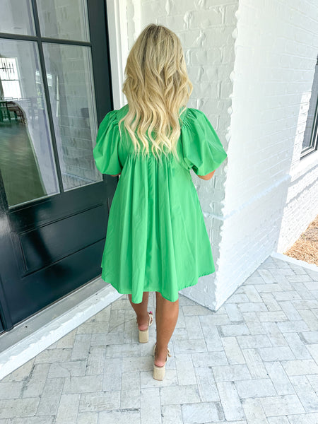 Green Half Sleeve Dress