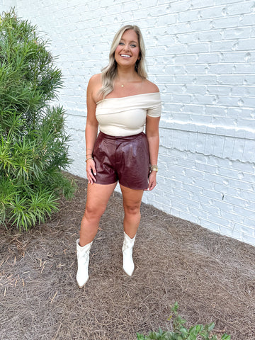 Garnet Faux Leather Shorts