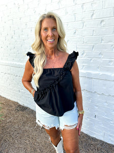 Ruffle Poplin Top