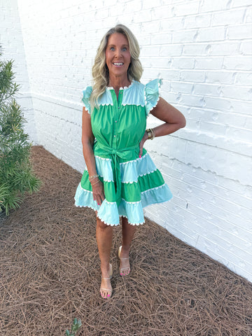 Colorblock Tiered Dress