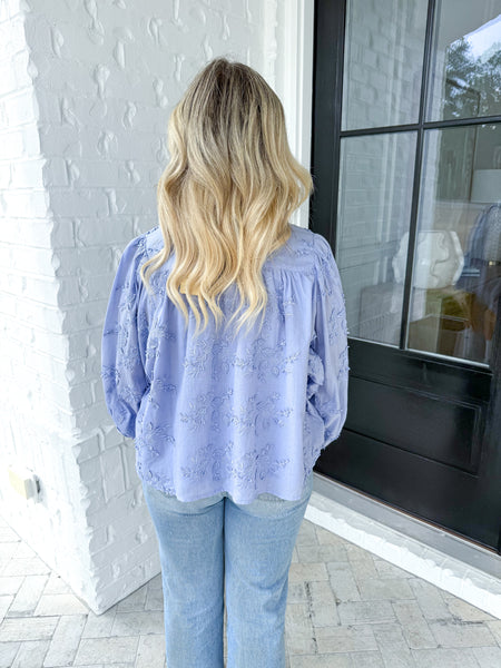 Blue Embroidered Top