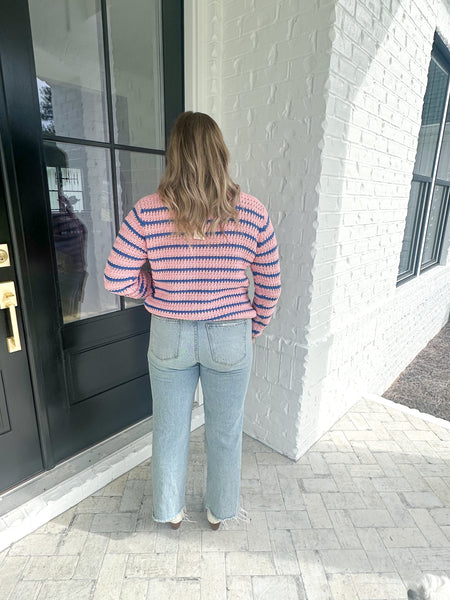 Pink/Blue Striped Sweater