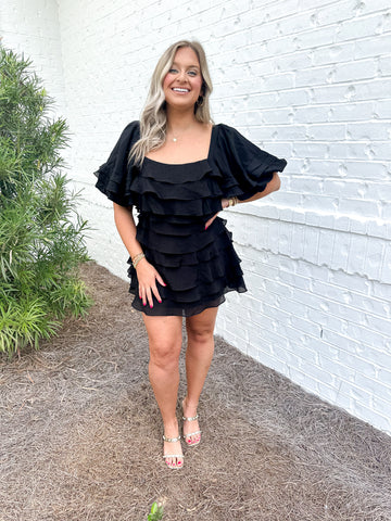 Black Ruffle Tiered Dress