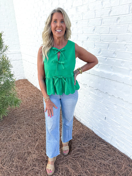 Green Scallop Top