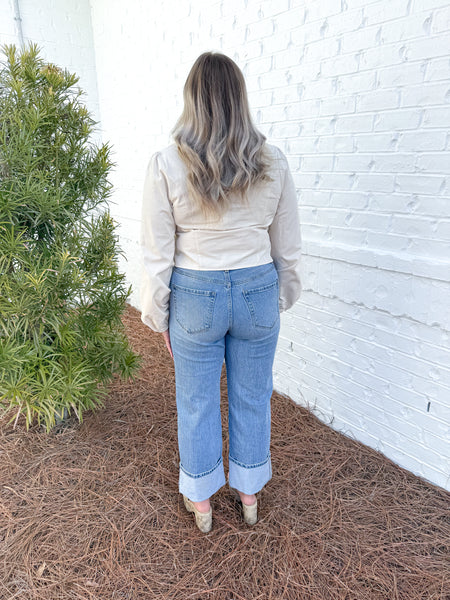 Cream Ruffle Detail Top