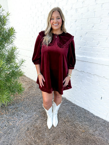 Burgundy Velvet Dress