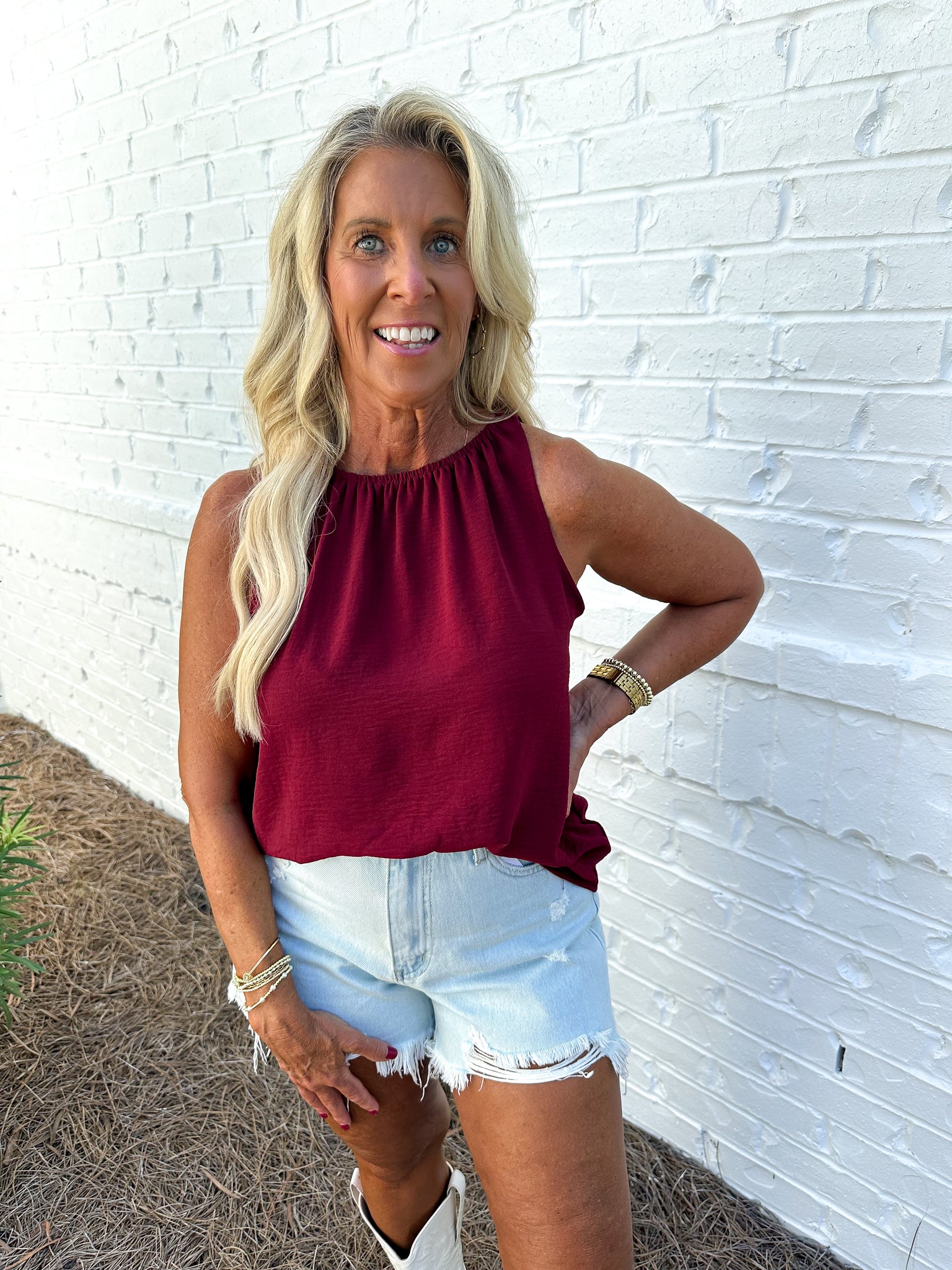 Garnet Ruched Neck Top