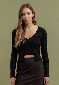 Black Ribbed Sweater Set