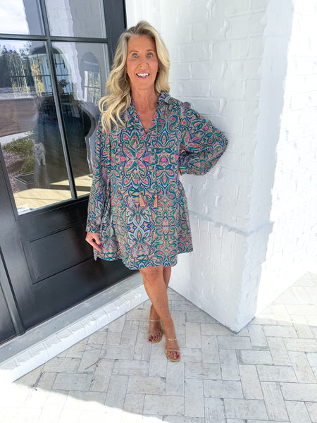 Patterned Shirt Dress