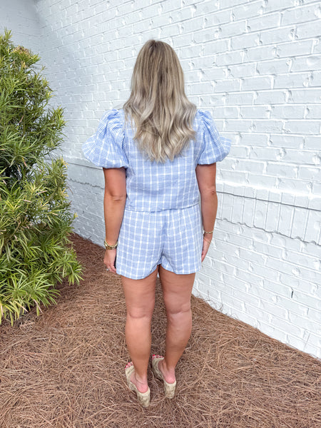 Blue Plaid Short Set