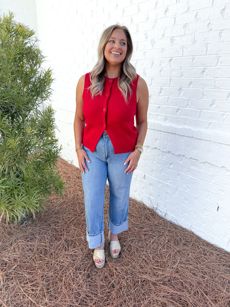 Red Sleeveless Sweater