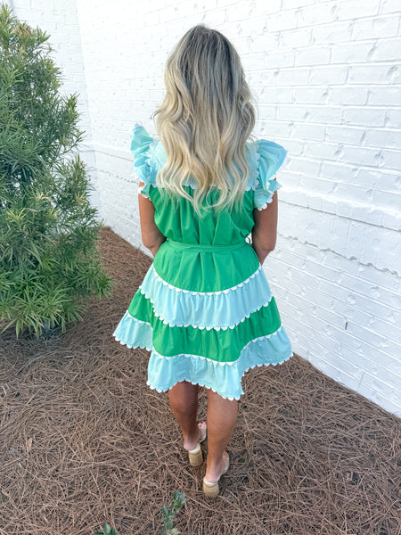 Colorblock Tiered Dress