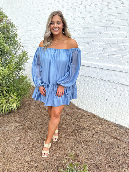 Blue Off Shoulder Dress