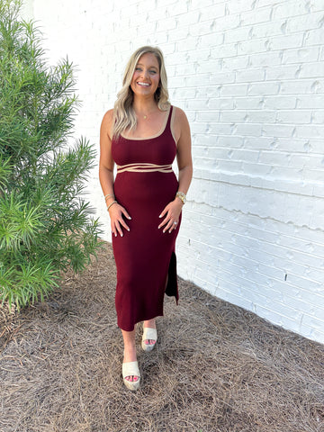 Garnet Ribbed Midi Dress