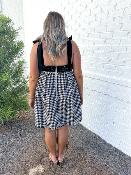 Houndstooth Tweed Dress