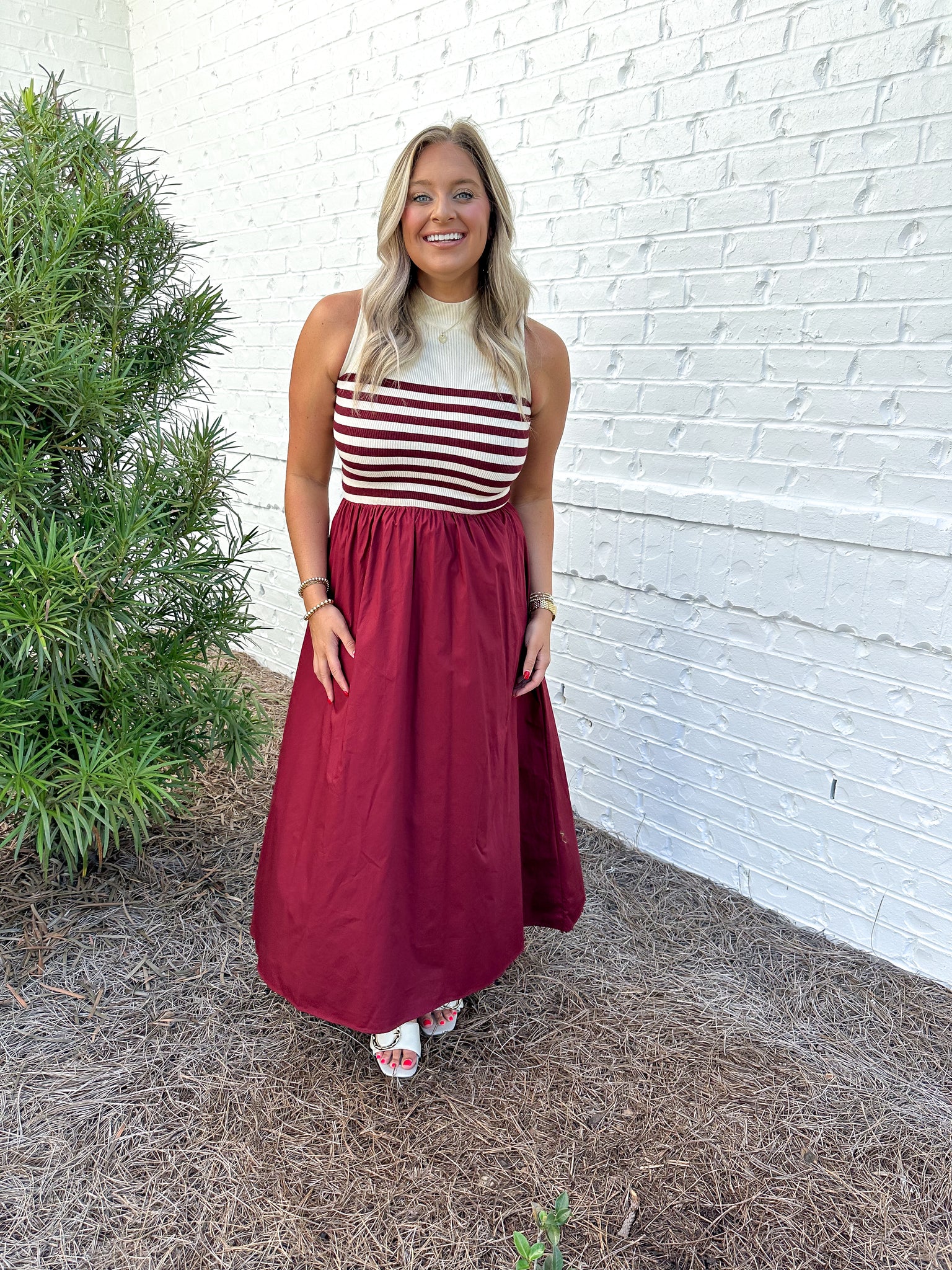 Garnet Striped Knit Midi