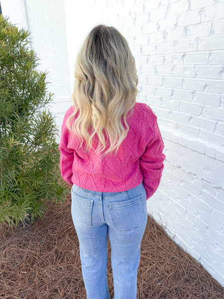 Pink Cable Knit Sweater