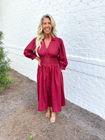 Garnet Zip Up Midi