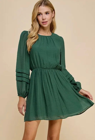 Green Pleated Dress