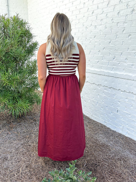 Garnet Striped Knit Midi