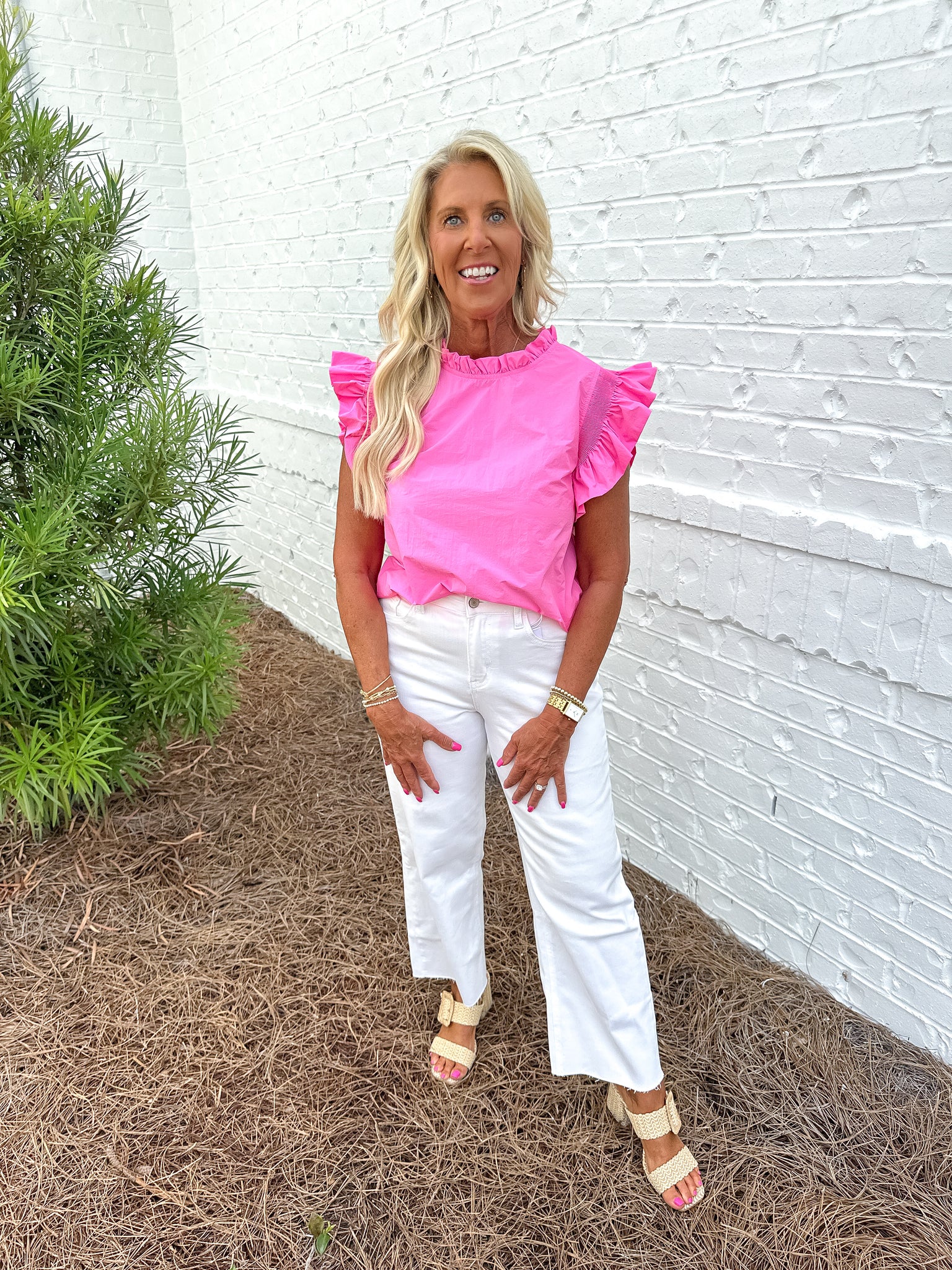 Pink Ruffle Sleeve Top