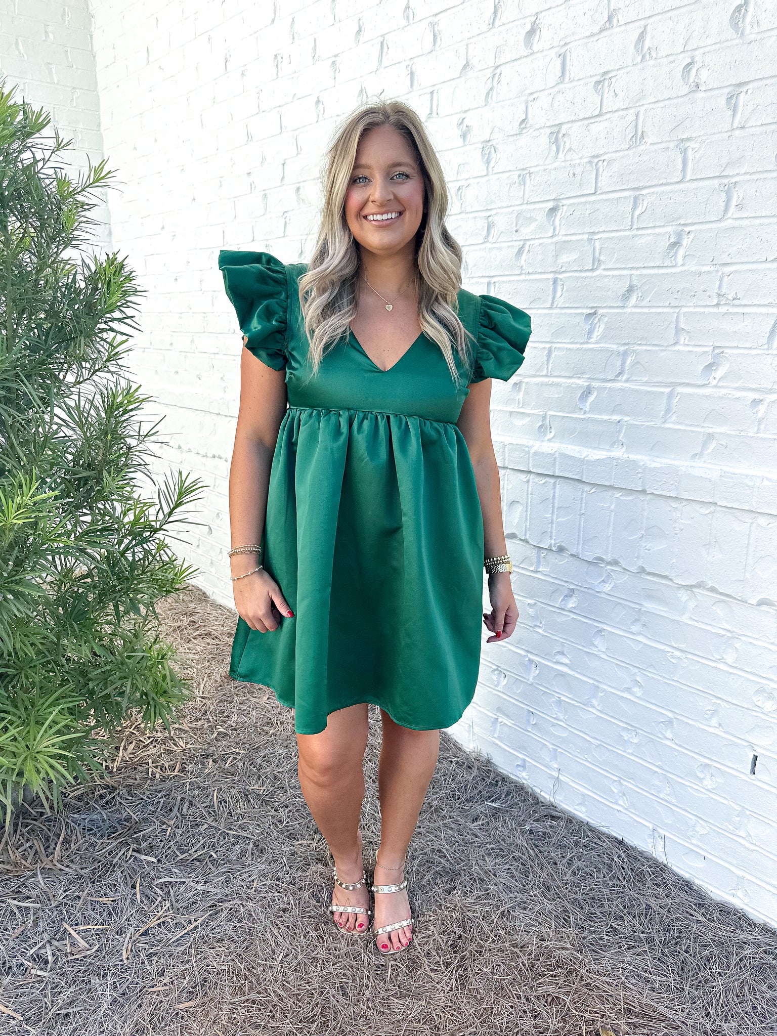 Green Satin Dress