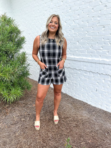 Plaid Tweed Romper