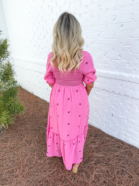 Pink Smocked Maxi