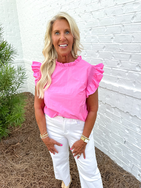 Pink Ruffle Sleeve Top