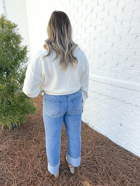 White Collared Sweater